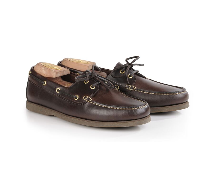 Chaussures bateau homme cuir Marron Foncé - TRAWLER