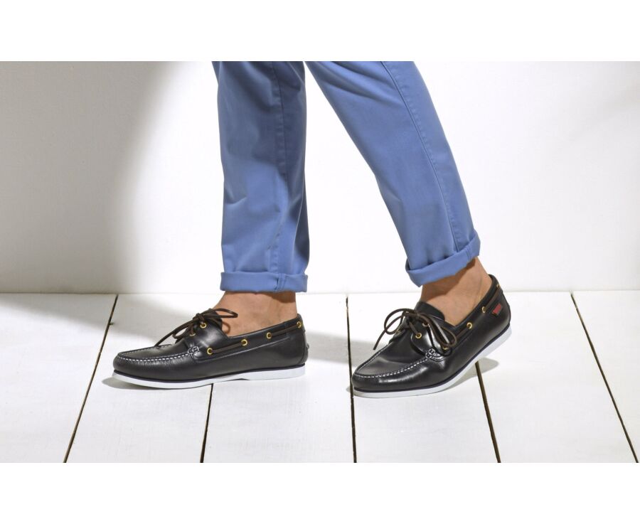 Chaussures bateau homme cuir Bleu Marine - TRAWLER