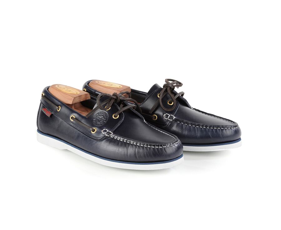 Chaussures bateau homme cuir Bleu Marine - TRAWLER