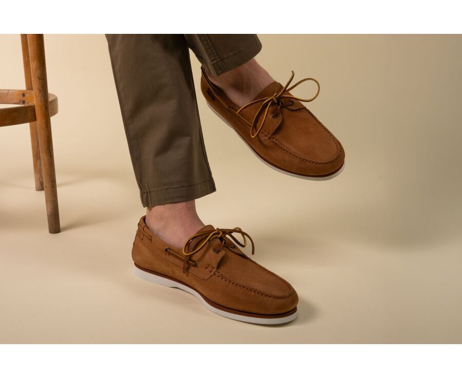 Chaussures bateau homme - Nubuck Camel - TRAWLER