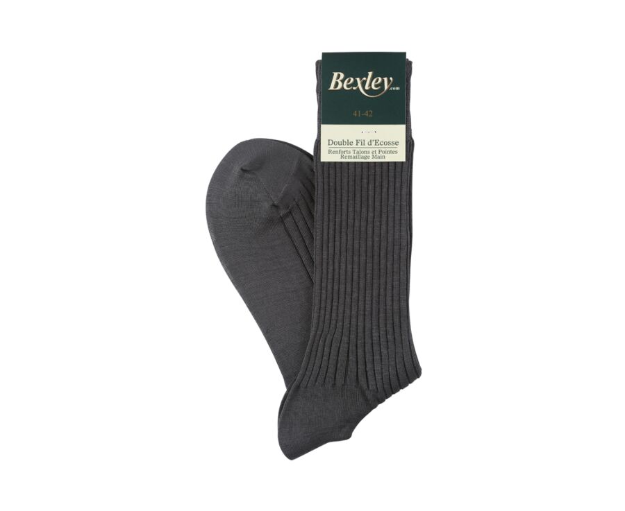 Chaussettes ville homme fil d’Écosse Gris Anthracite