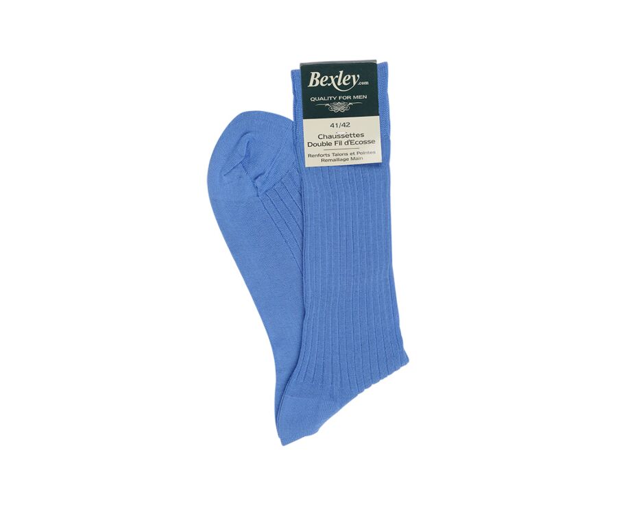 Chaussettes ville homme fil d’Écosse Bleu moyen