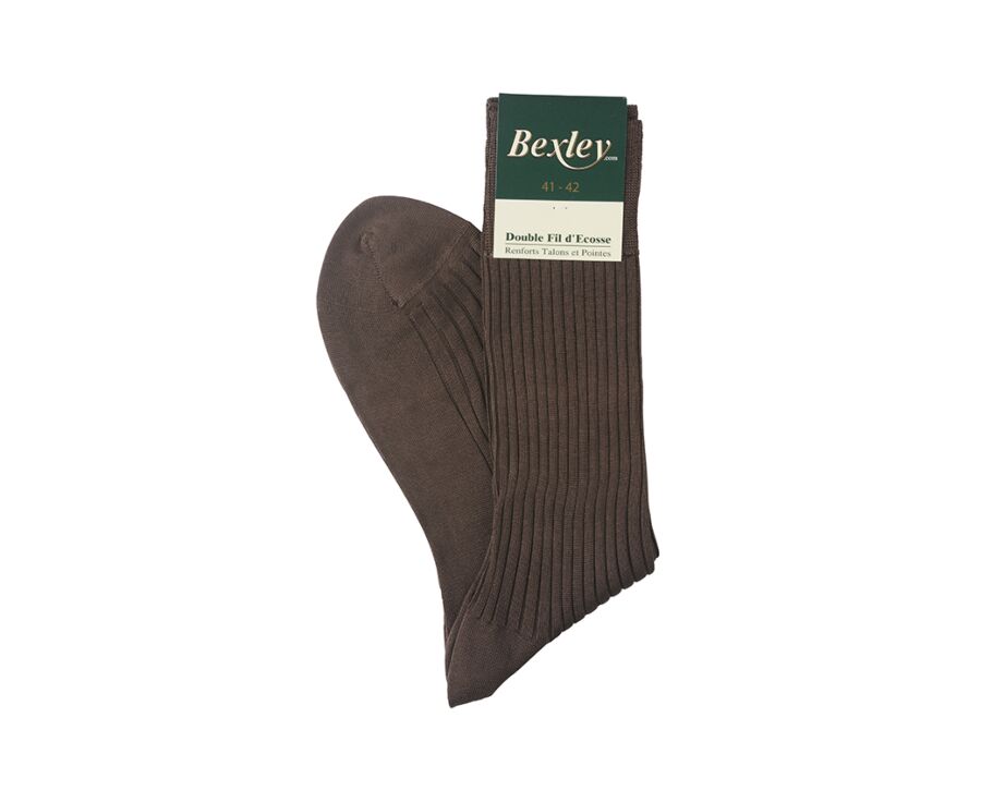 Chaussettes ville homme fil d’Écosse Havane