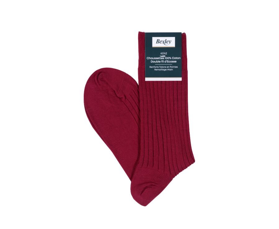 Chaussettes ville homme fil d’Écosse Rouge Cerise