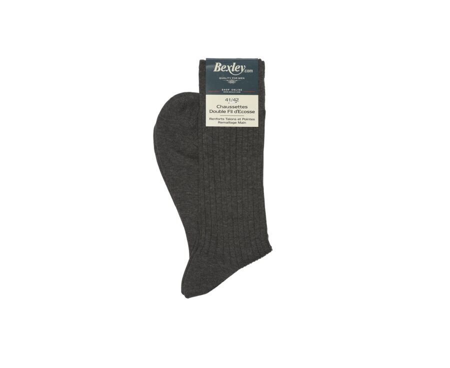 Chaussettes ville homme fil d’Écosse Gris Moyen Chiné