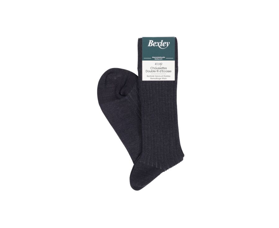 Chaussettes ville homme fil d’Écosse Noir et Gris