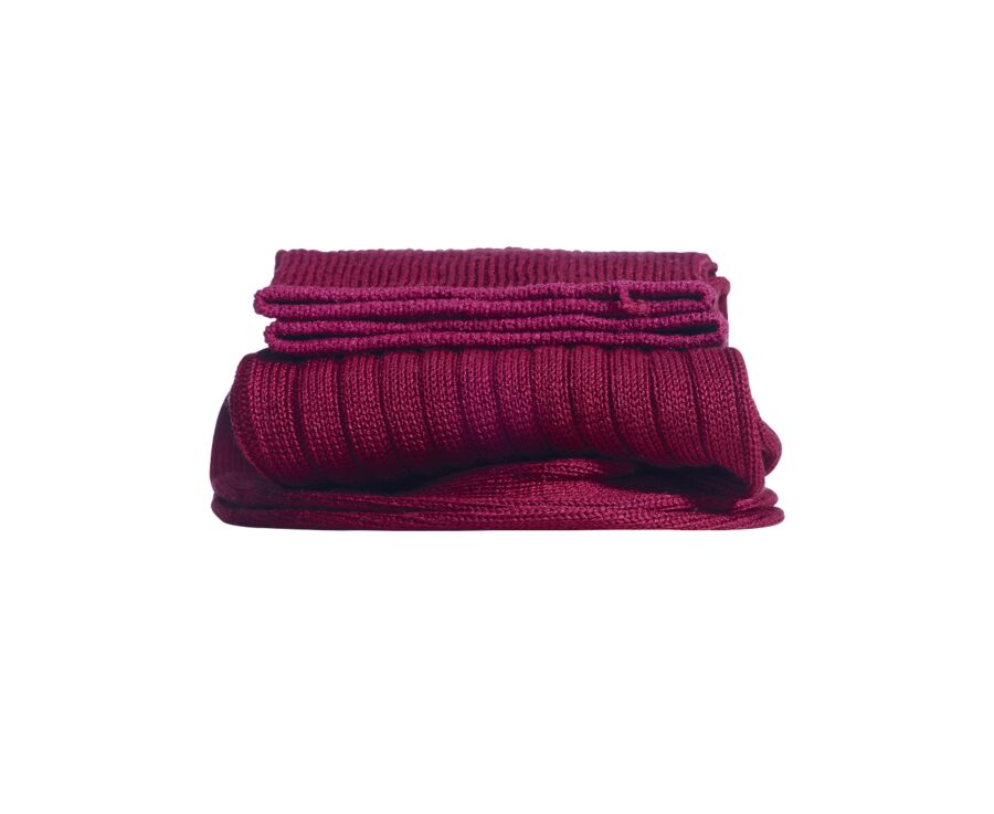 Chaussettes ville homme fil d’Écosse Rouge Bordeaux