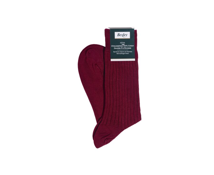 Chaussettes ville homme fil d’Écosse Rouge Bordeaux