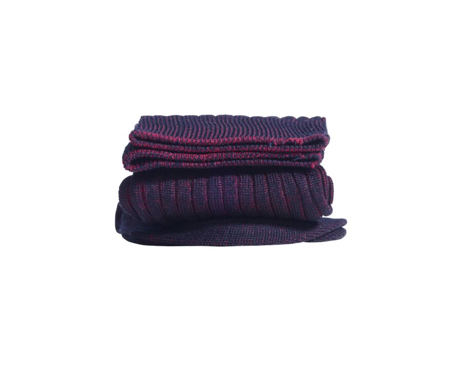Chaussettes ville homme fil d’Écosse Marine et Rouge Bordeaux