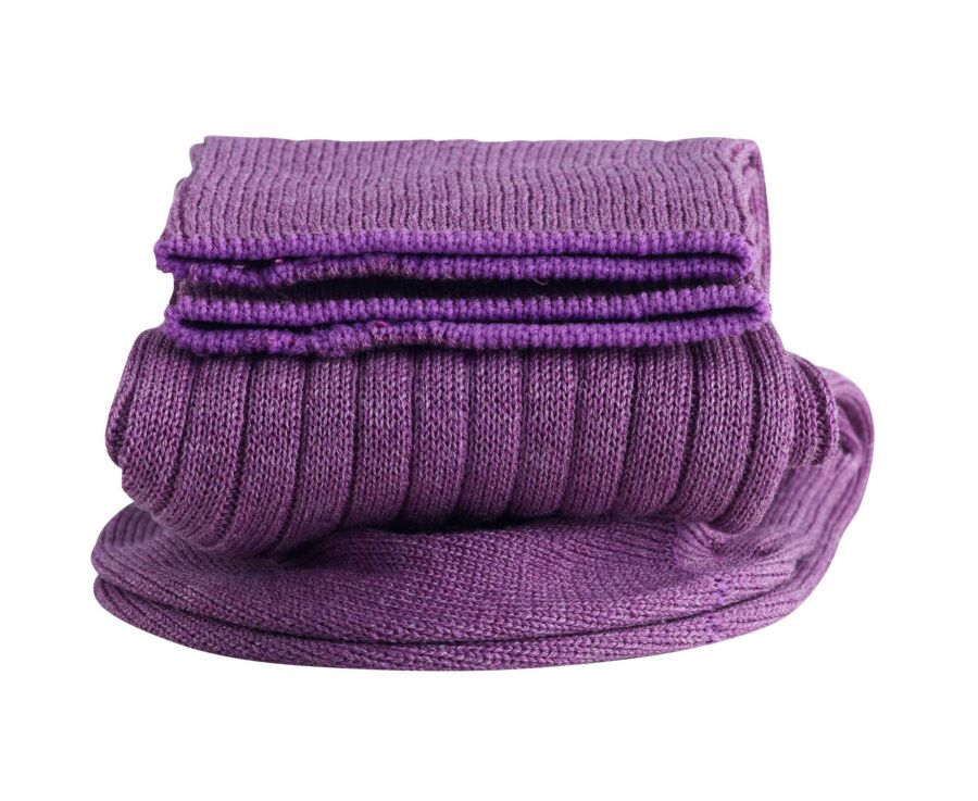 Chaussettes en fil d’Écosse à côtes - Parme chiné
