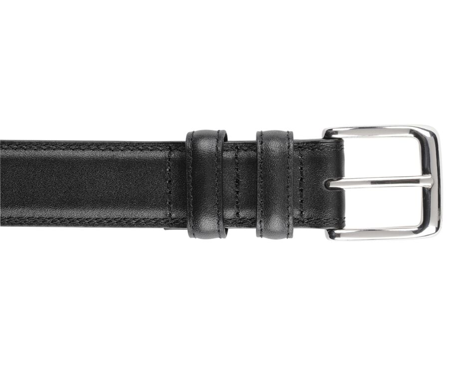 Ceinture cuir homme Noir avec boucle argent - BRIXTON SILVER
