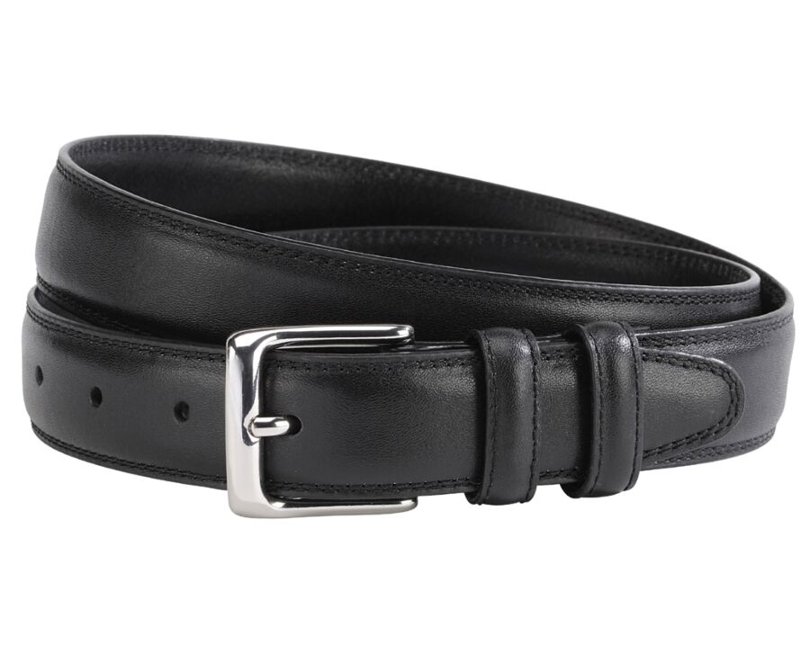 Ceinture cuir homme Noir avec boucle argent - BRIXTON SILVER