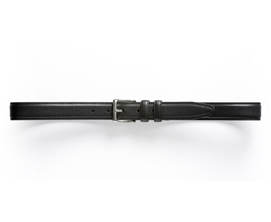 Ceinture cuir homme Noir avec boucle argent - BRIXTON SILVER