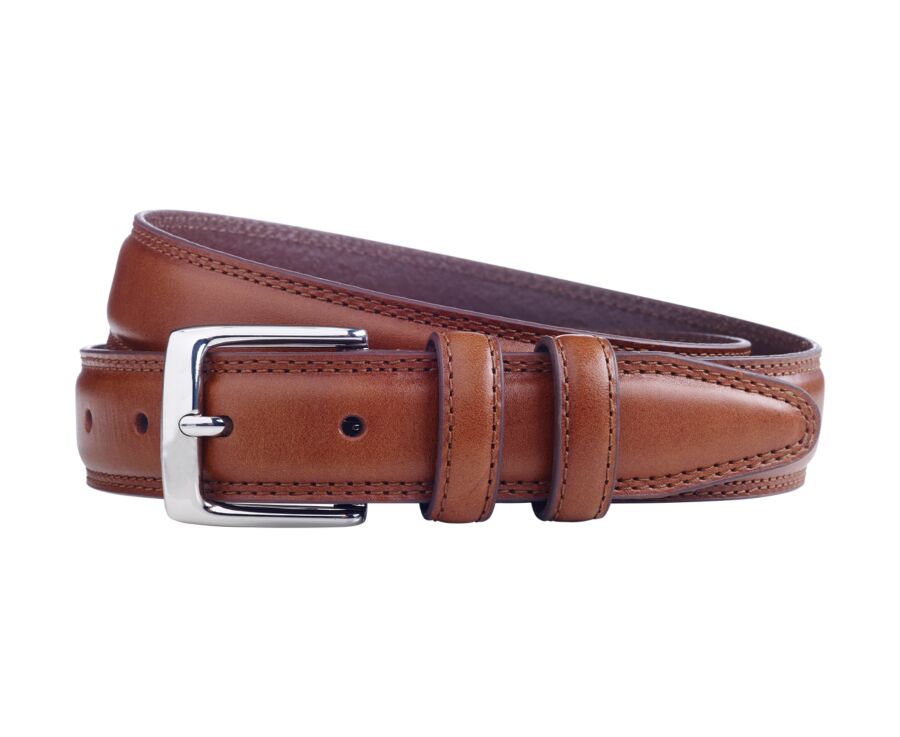 Ceinture cuir homme Gold Patiné avec boucle argent - BRIXTON SILVER