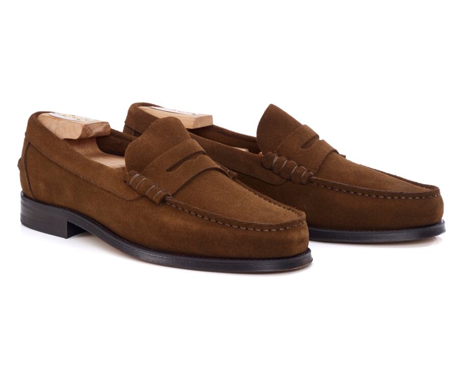 Mocassin homme havane en velours - style british - YALE