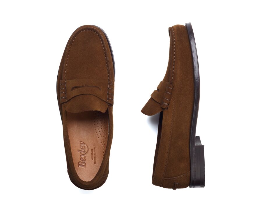 Mocassin homme havane en velours - style british - YALE