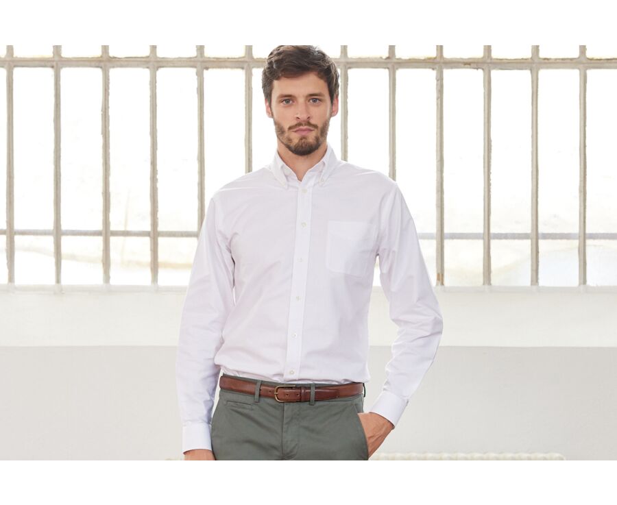 Chemise blanche Oxford à poche - Col américain - HAROLD
