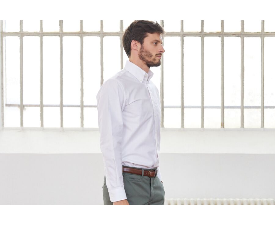 Chemise blanche Oxford à poche - Col américain - HAROLD
