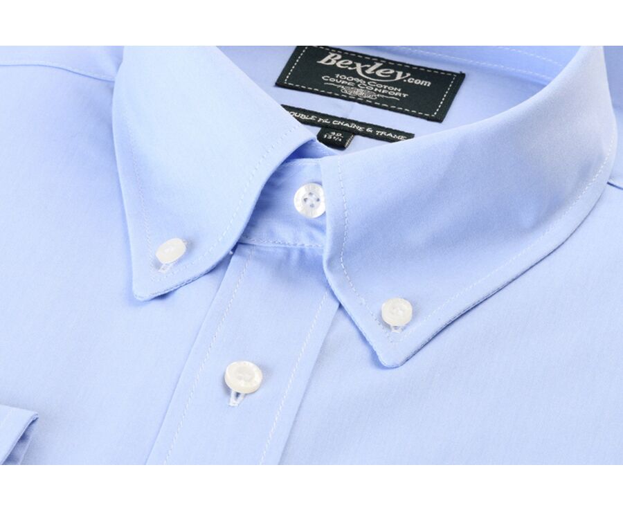 Chemise bleue Oxford à poche - Col américain - HAROLD