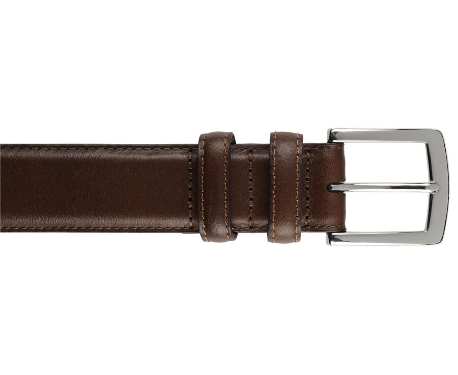 Ceinture luxe homme Châtaigne - WESTGATE SILVER