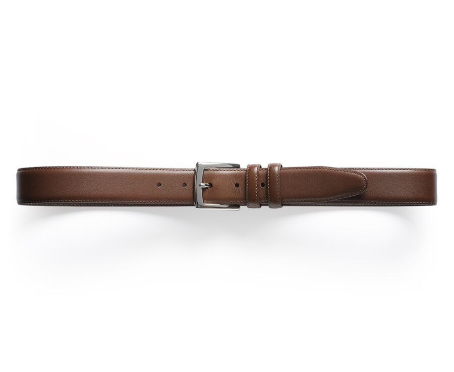 Ceinture luxe homme Châtaigne - WESTGATE SILVER