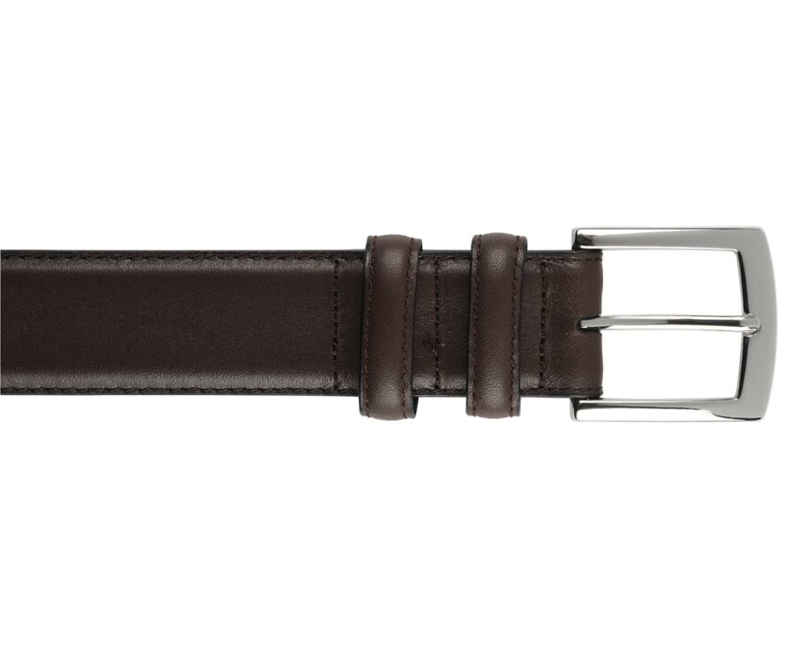 Ceinture luxe homme Chocolat - WESTGATE SILVER