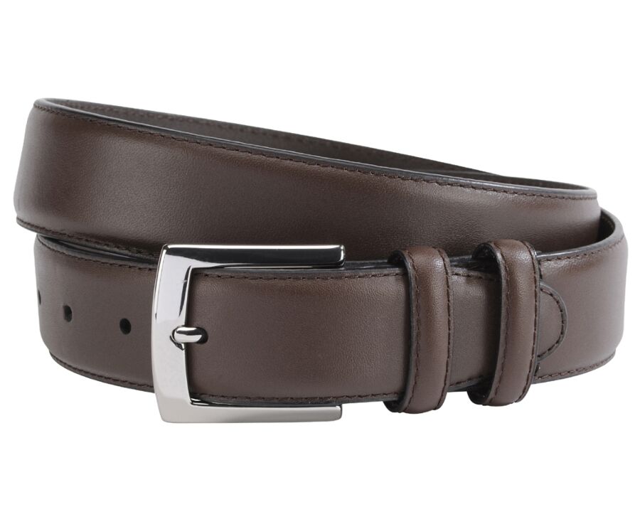 Ceinture luxe homme Chocolat - WESTGATE SILVER