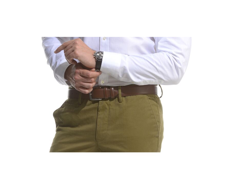Ceinture luxe homme Chocolat - WESTGATE SILVER