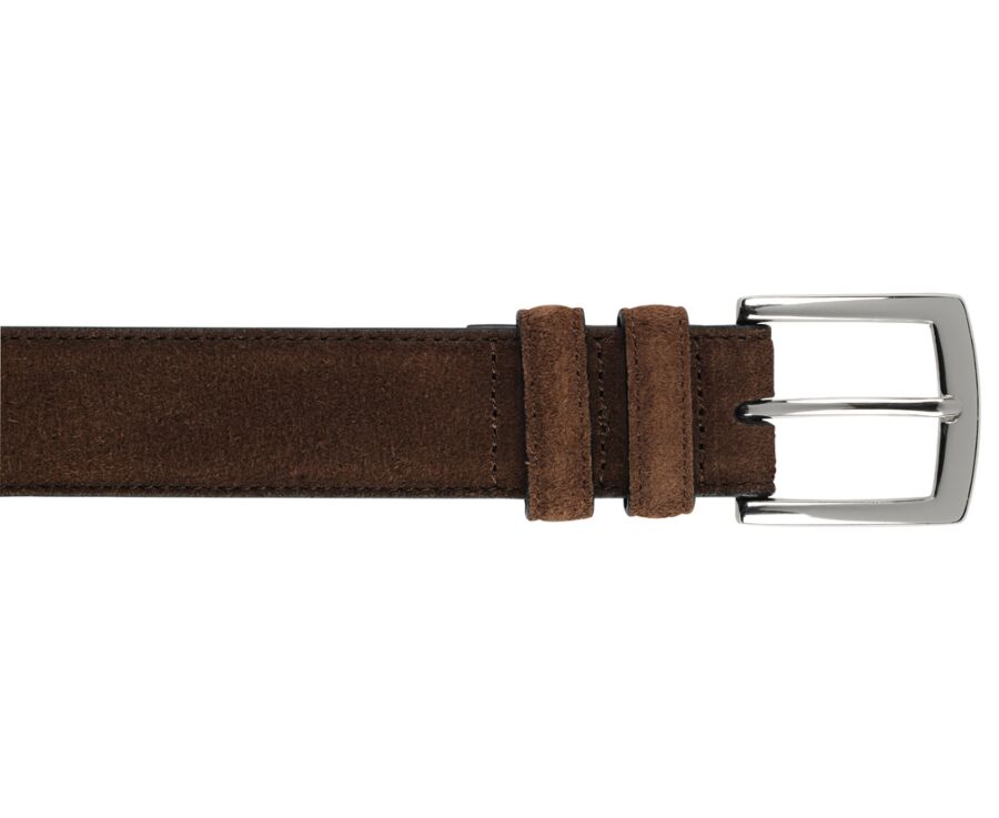 Ceinture luxe homme Velours Havane - WESTGATE SILVER
