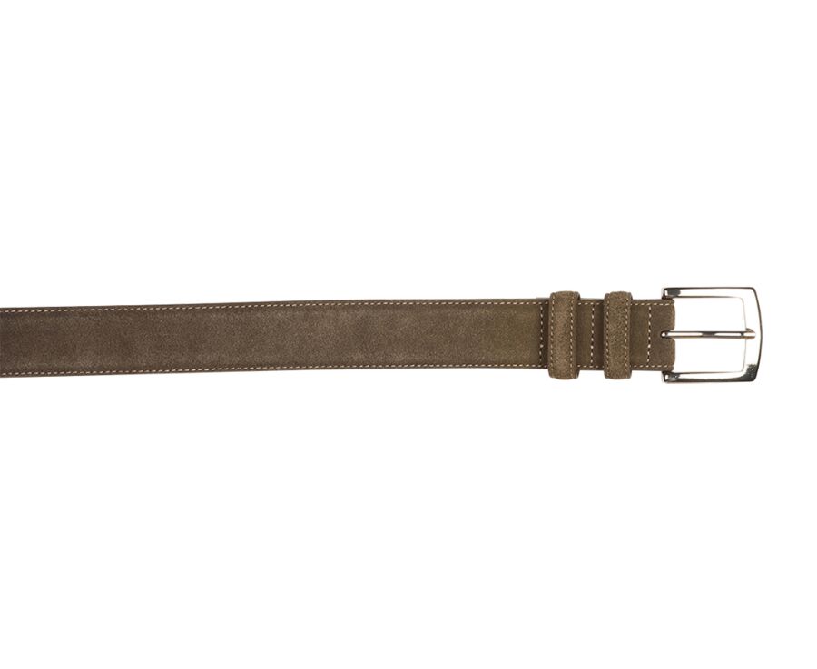 Ceinture luxe homme Velours Taupe - WESTGATE SILVER
