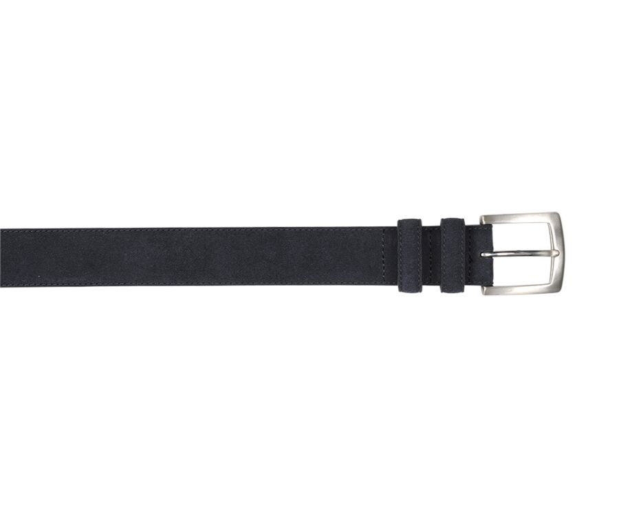 Ceinture luxe homme Velours Marine - WESTGATE SILVER