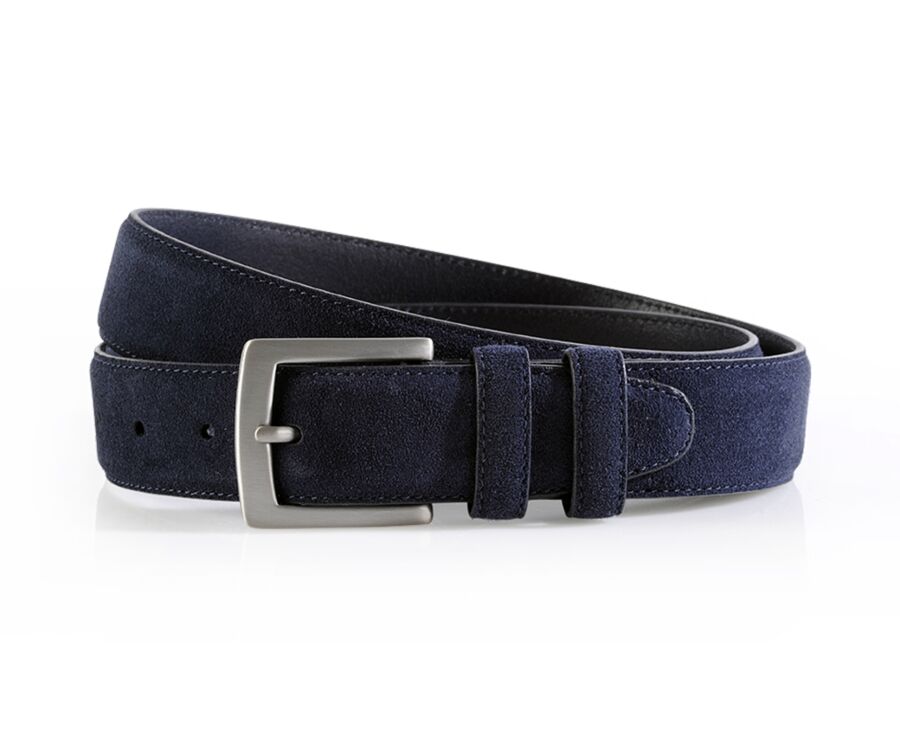 Ceinture luxe homme Velours Marine - WESTGATE SILVER