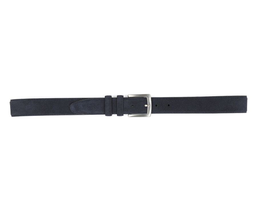 Ceinture luxe homme Velours Marine - WESTGATE SILVER