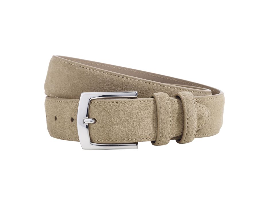 Ceinture luxe homme Velours Beige - WESTGATE SILVER