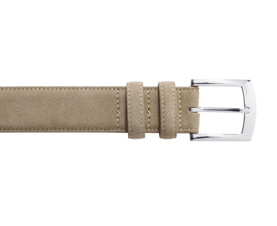 Ceinture luxe homme Velours Beige - WESTGATE SILVER