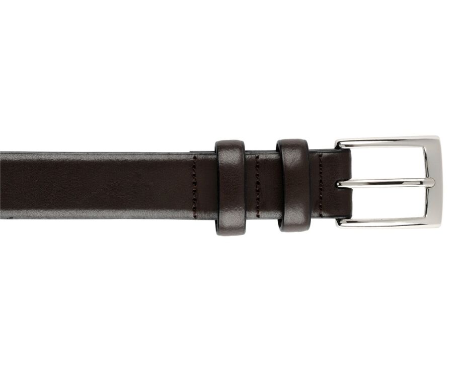 Ceinture costume homme en cuir Chocolat - RAMSGATE SILVER