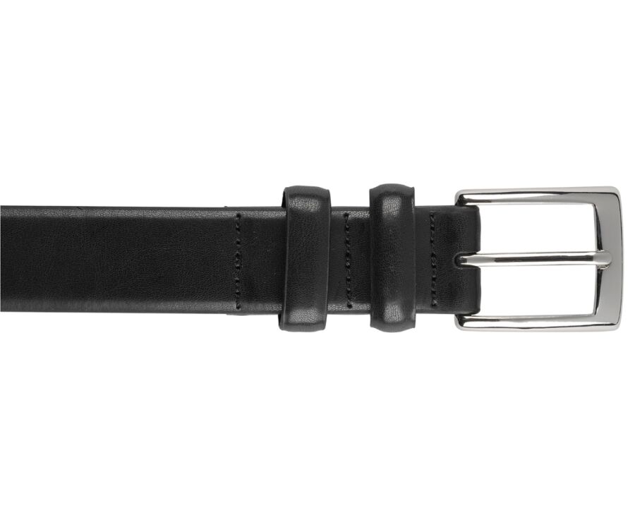 Ceinture costume homme en cuir Noir - RAMSGATE SILVER