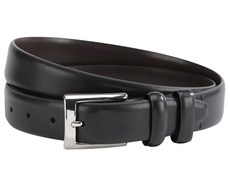 Ceinture costume homme en cuir Noir - RAMSGATE SILVER