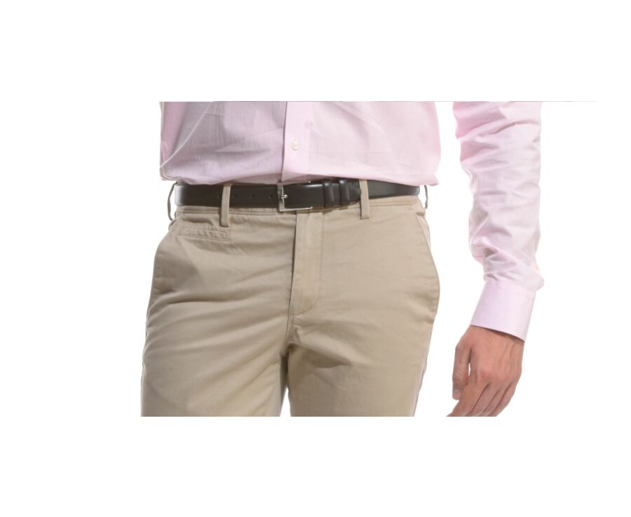 Ceinture costume homme en cuir Noir - RAMSGATE SILVER