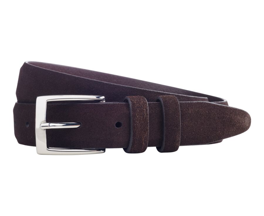 Ceinture costume homme en cuir Velours Brun - RAMSGATE SILVER