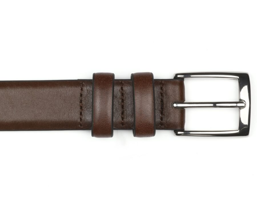 Ceinture costume homme en cuir Marron patiné - RAMSGATE SILVER