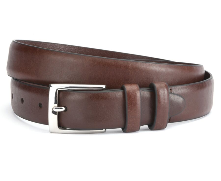 Ceinture costume homme en cuir Marron patiné - RAMSGATE SILVER