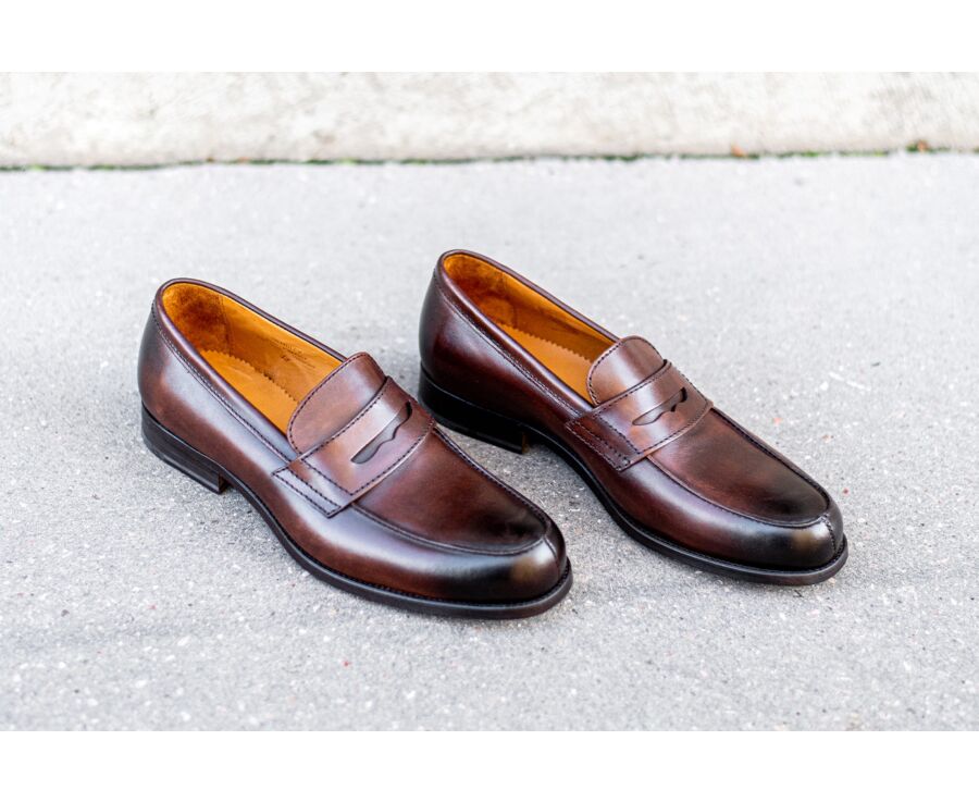 Mocassin homme cuir Chocolat Patiné - WEMBLEY CLASSIC