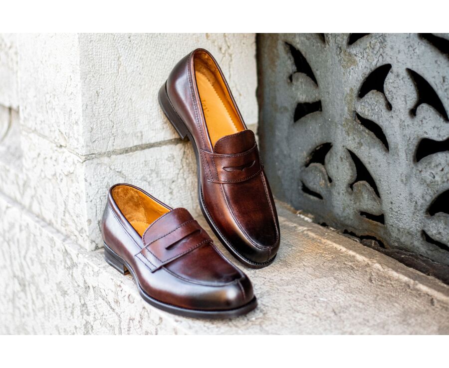 Mocassin homme cuir Chocolat Patiné - WEMBLEY CLASSIC