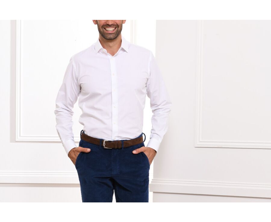 Chemise blanche coton popeline - Col français - LOUIS