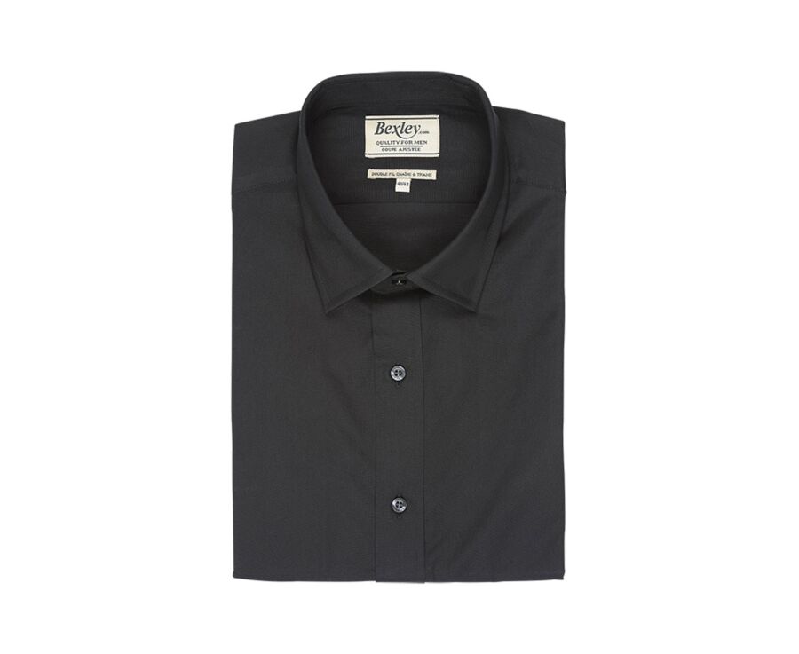 Chemise noire coton popeline - Col français - LOUIS