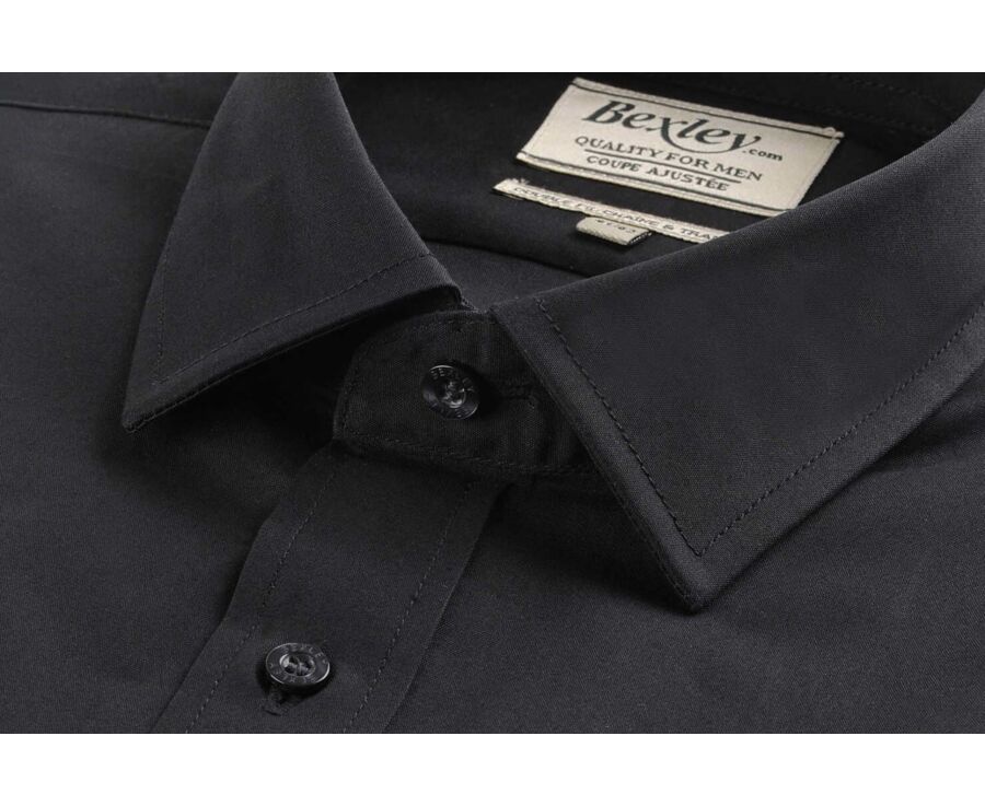 Chemise noire coton popeline - Col français - LOUIS