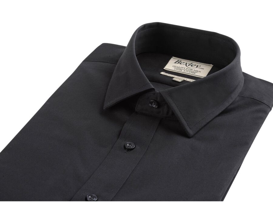 Chemise noire coton popeline - Col français - LOUIS