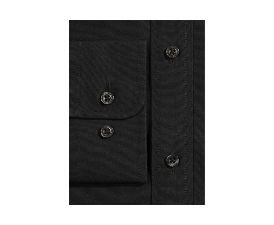 Chemise noire coton popeline - Col français - LOUIS