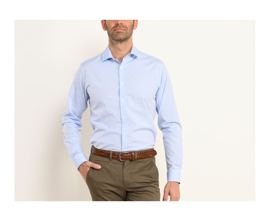 Chemise bleu ciel popeline - Col français - LOUIS.